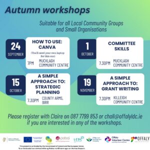 This is a poster of the Autumn Workshops to do with Canva