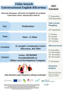 This is a poster of the Failte Isteach Conversation English in Kilcormac