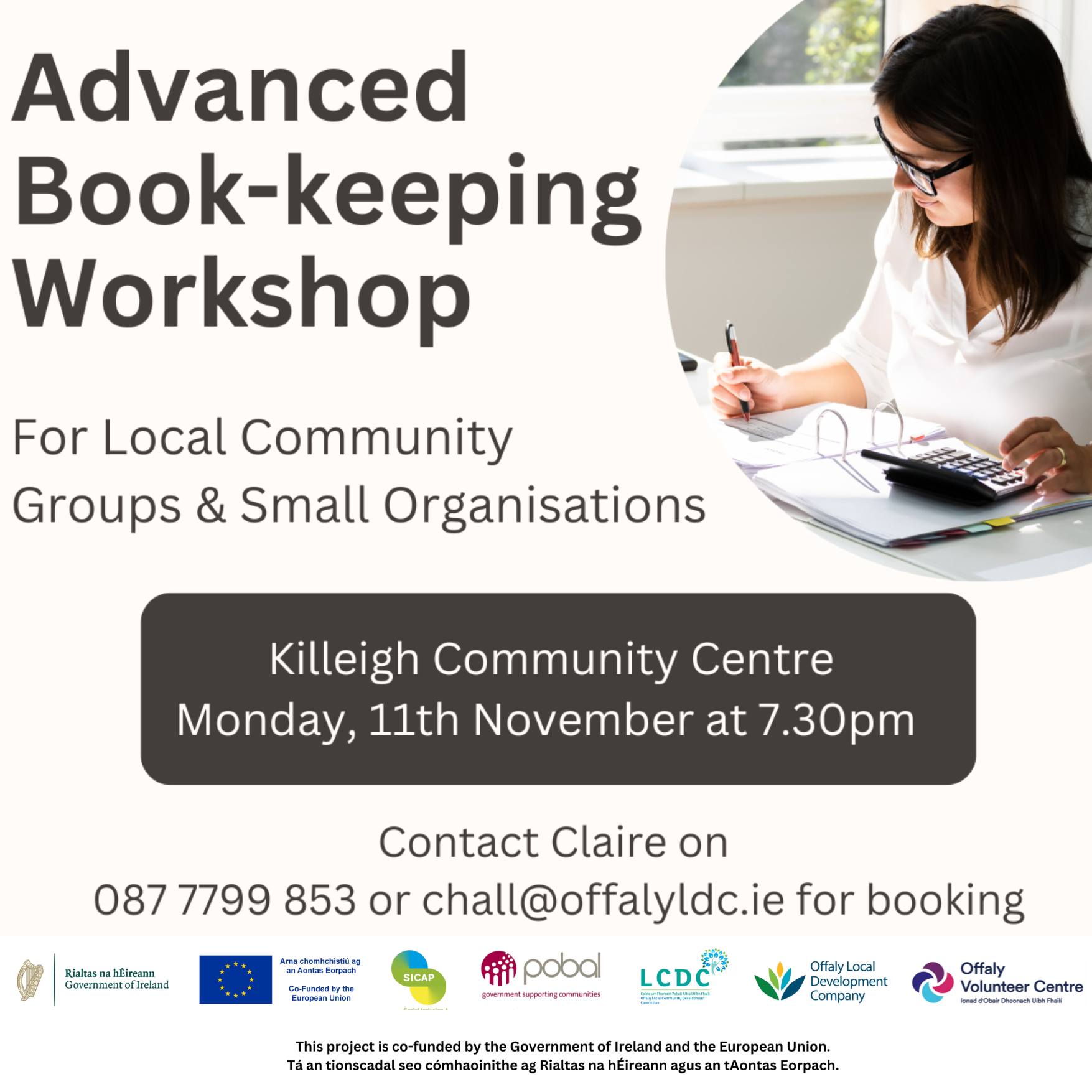 This is a poster of the Advanced Book-Keeping Workshop