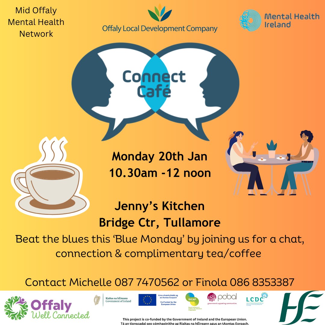 This is a poster of the Connect Café happening in Tullamore