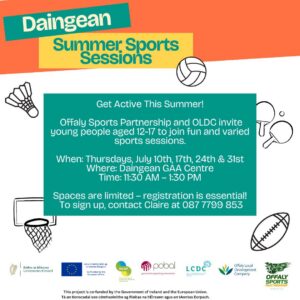 This is a poster of the Daingean Youth Summer Activities
