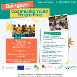 This is a poster of the Daingean Youth Programme that is happening in Daingean