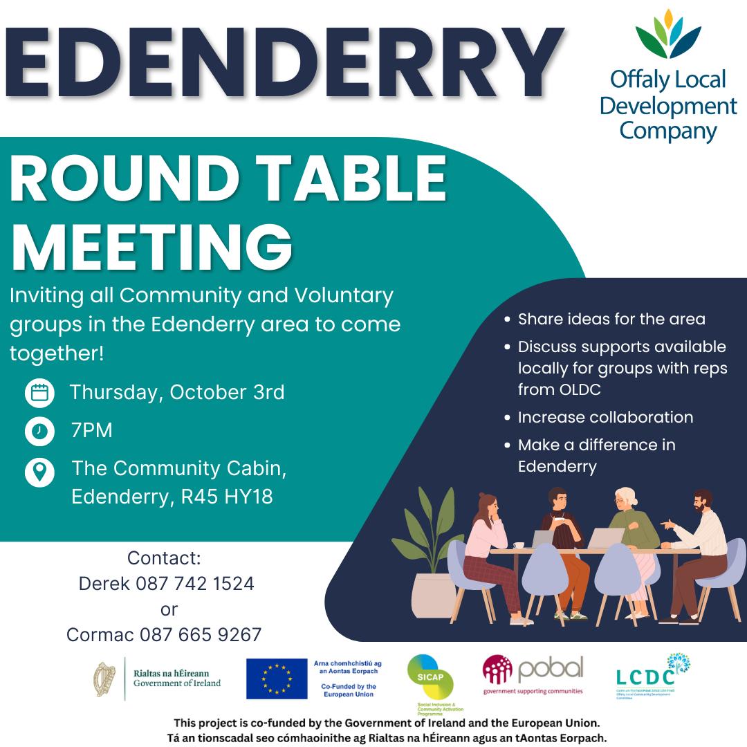 This is a poster of the Edenderry Round Table Meeting