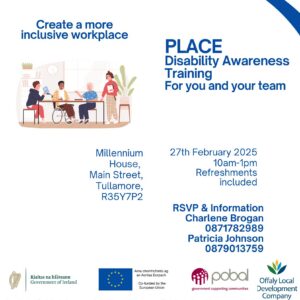 This is a poster of the PLACE - Disability Awareness Training For You & Your Team