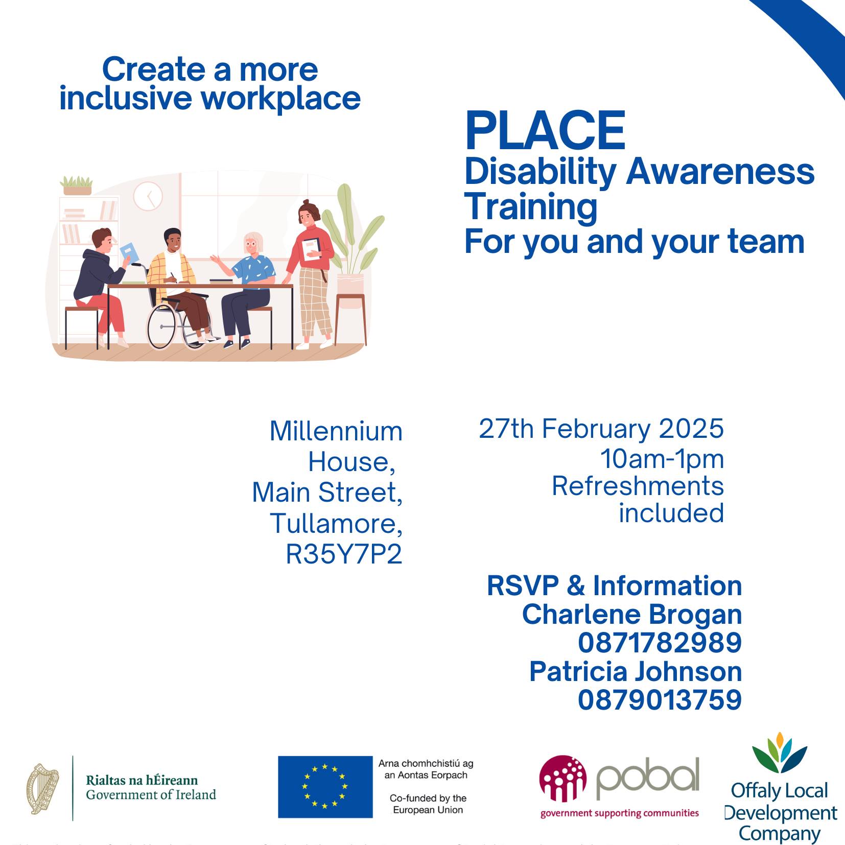 This is a poster of the PLACE - Disability Awareness Training For You & Your Team