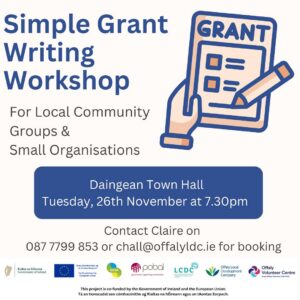 This is a poster of the Simple Grant Writing Workshop