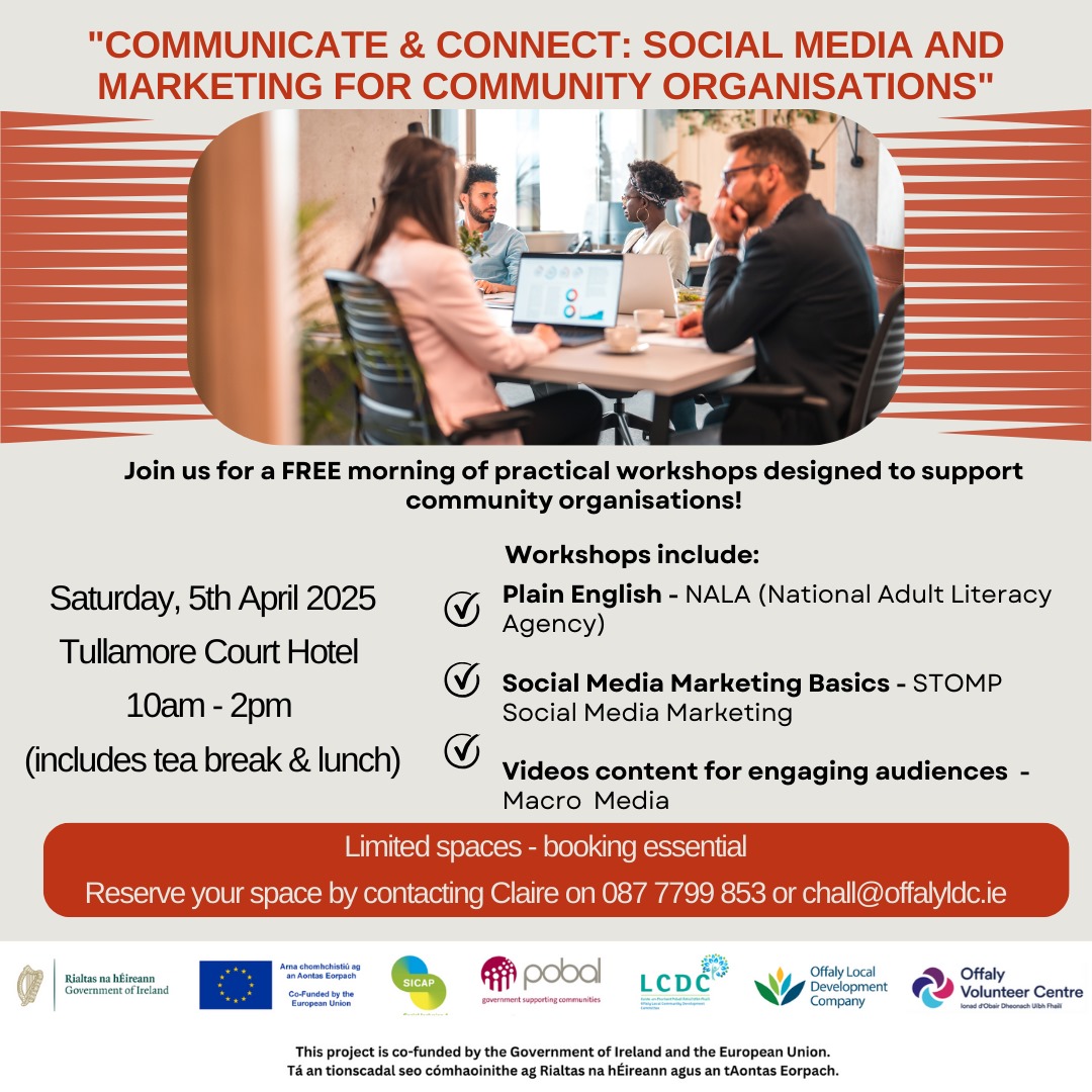 This is a poster of the Social Media & Marketing happening in Tullamore