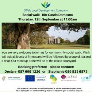 This is a poster of the Social Walk in Birr Castle Demesne