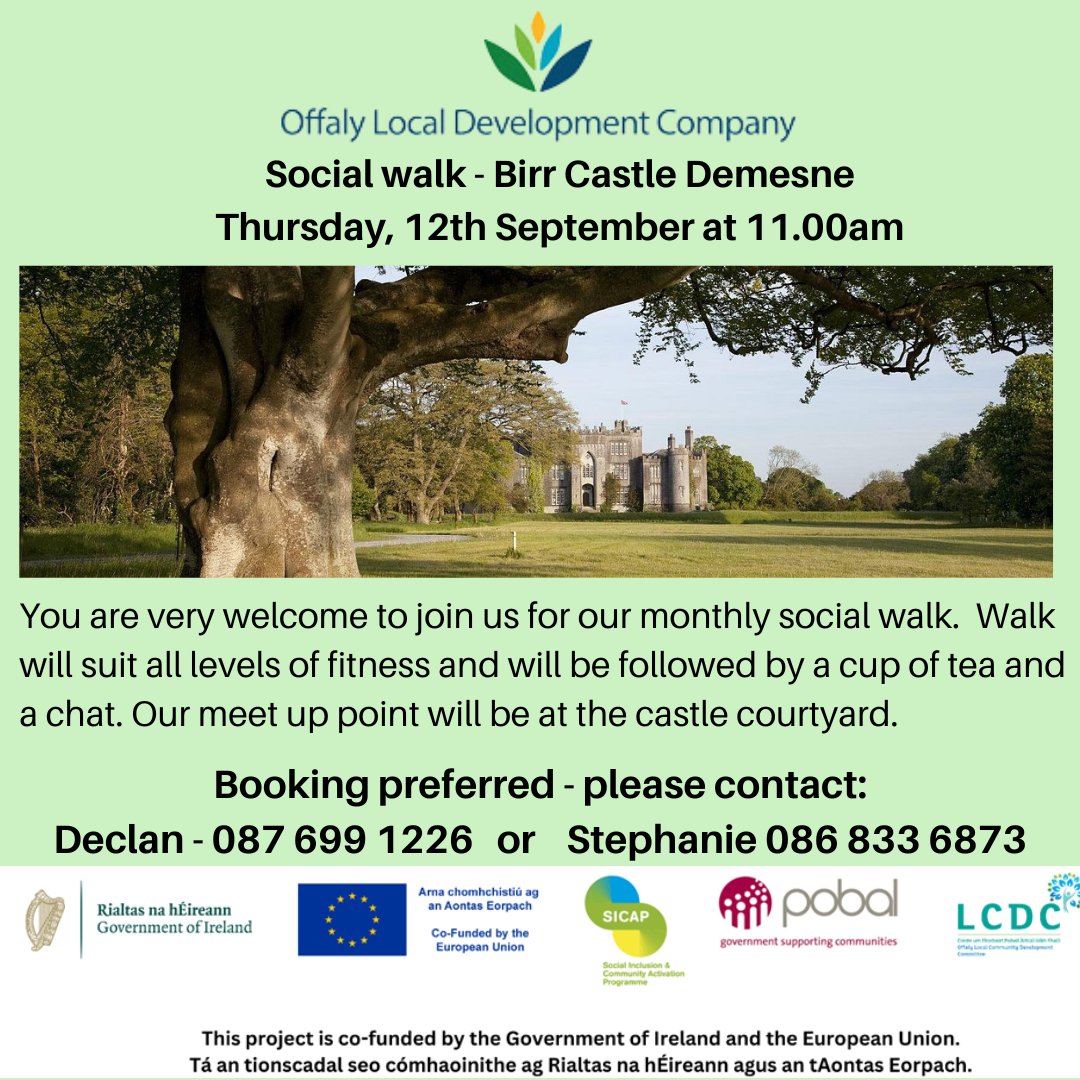 This is a poster of the Social Walk in Birr Castle Demesne