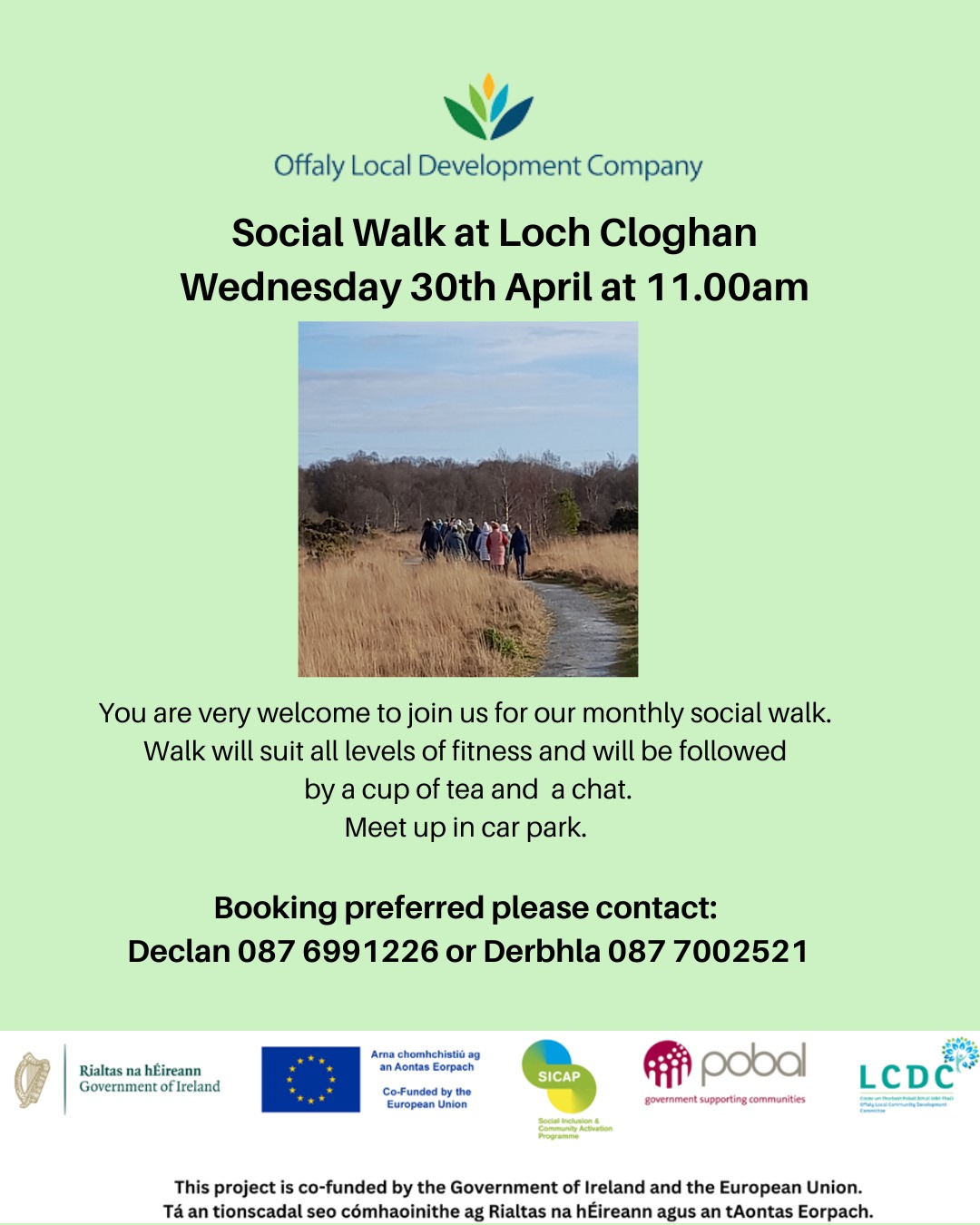 This is a poster of the Social Walk that is happening in Loch Cloghan