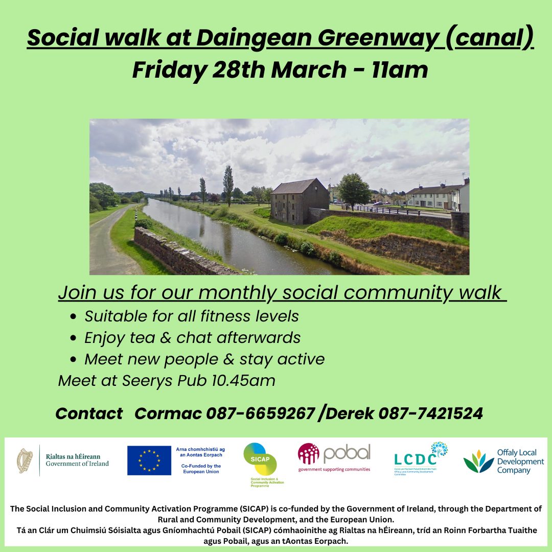 This is a poster of the Social Walk happening in Daingean