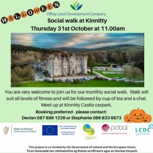 This is a poster of the Social Walk that is happening in Kinnitty Castle
