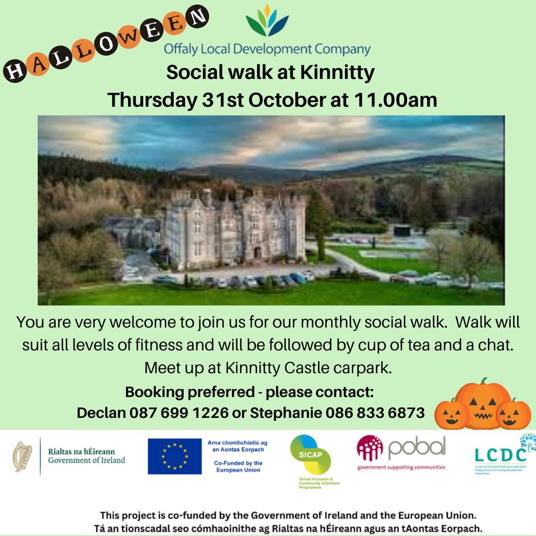 This is a poster of the Social Walk that is happening in Kinnitty Castle