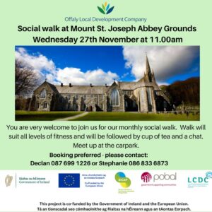 This is a poster of the Social Walk happening in St Joseph Abbey Grounds