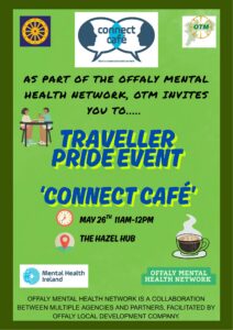 This is a poster of the Connect Café - Traveller Pride Event