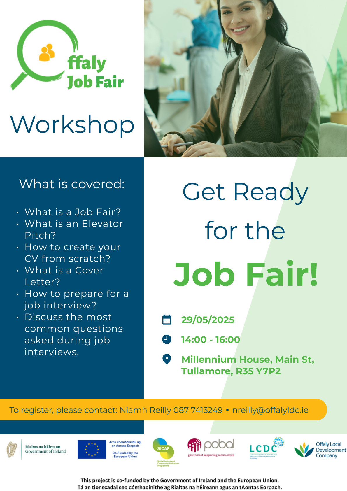 This is a poster of the Offaly Job Fair Workshop