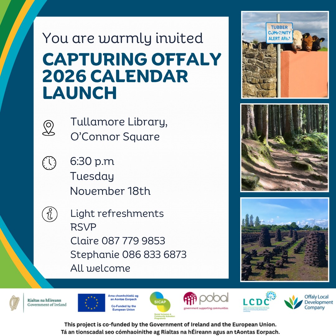 This is a poster of the Capturing Offaly Calender Launch for 2026