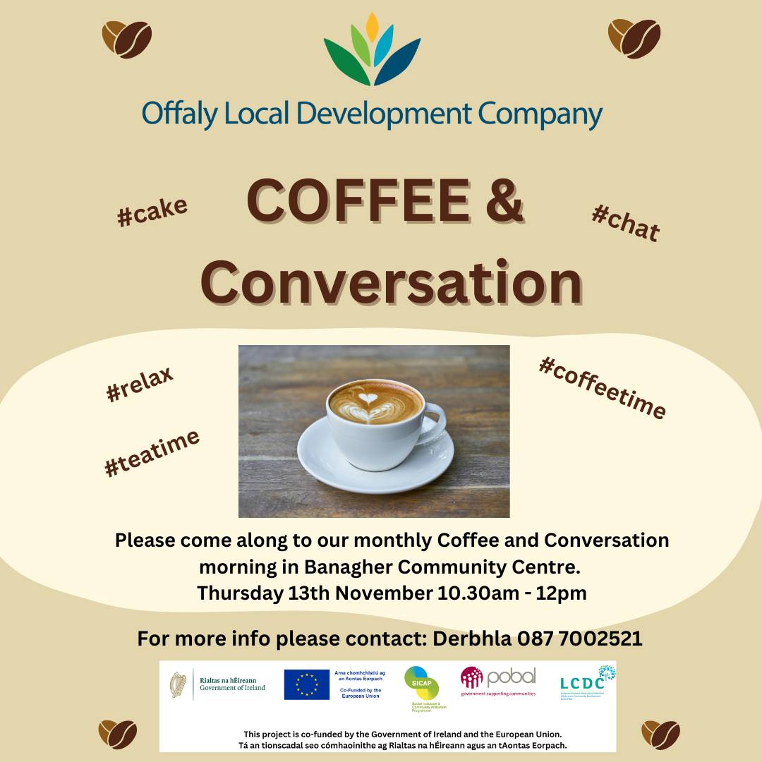 This is a photo of the Coffee & Conversation Morning that is happening in Banagher Community Centre