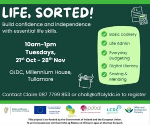 This is a poster of the Life, Sorted Programme that is happening in Tullamore