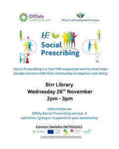 This is a poster pf the Social Prescribing Day happening in Birr