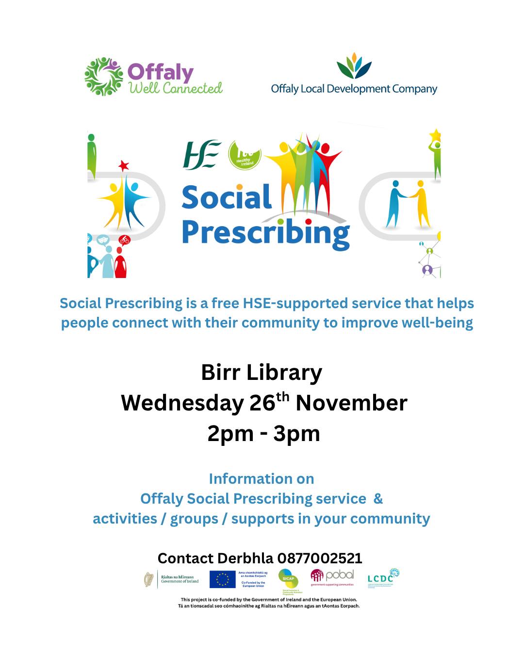 This is a poster pf the Social Prescribing Day happening in Birr