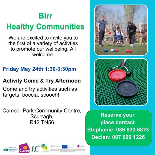 This is a poster of the Birr Healthy Communities that's happening in Birr