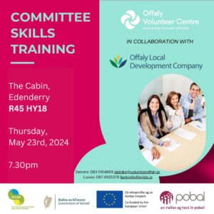 This is a poster of the Committee Skills Training that is happening in Edenderry
