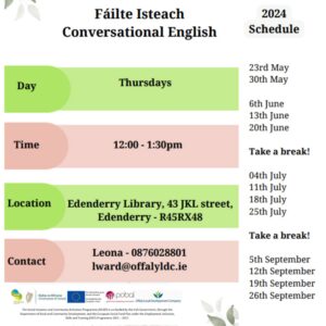 This is a poster of the Failte Isteach English Conversation