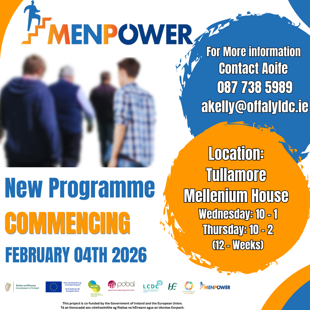 This is a poster of the New Men Power Programme starting in 2026.