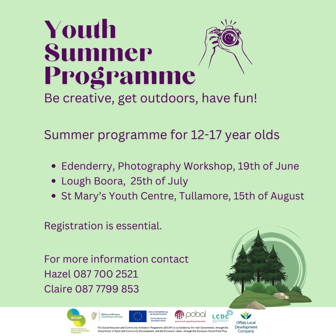 This is a poster of the Youth Summer Programme that is happening around Offaly