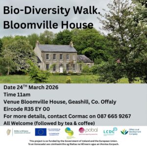 This is a poster of the Bio - Diversity Walk Bloomville House that is happening in Geashill
