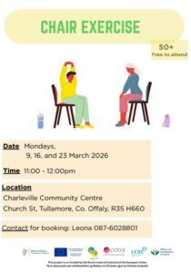 This is a poster of the Chair Yoga that is happening in Tullamore