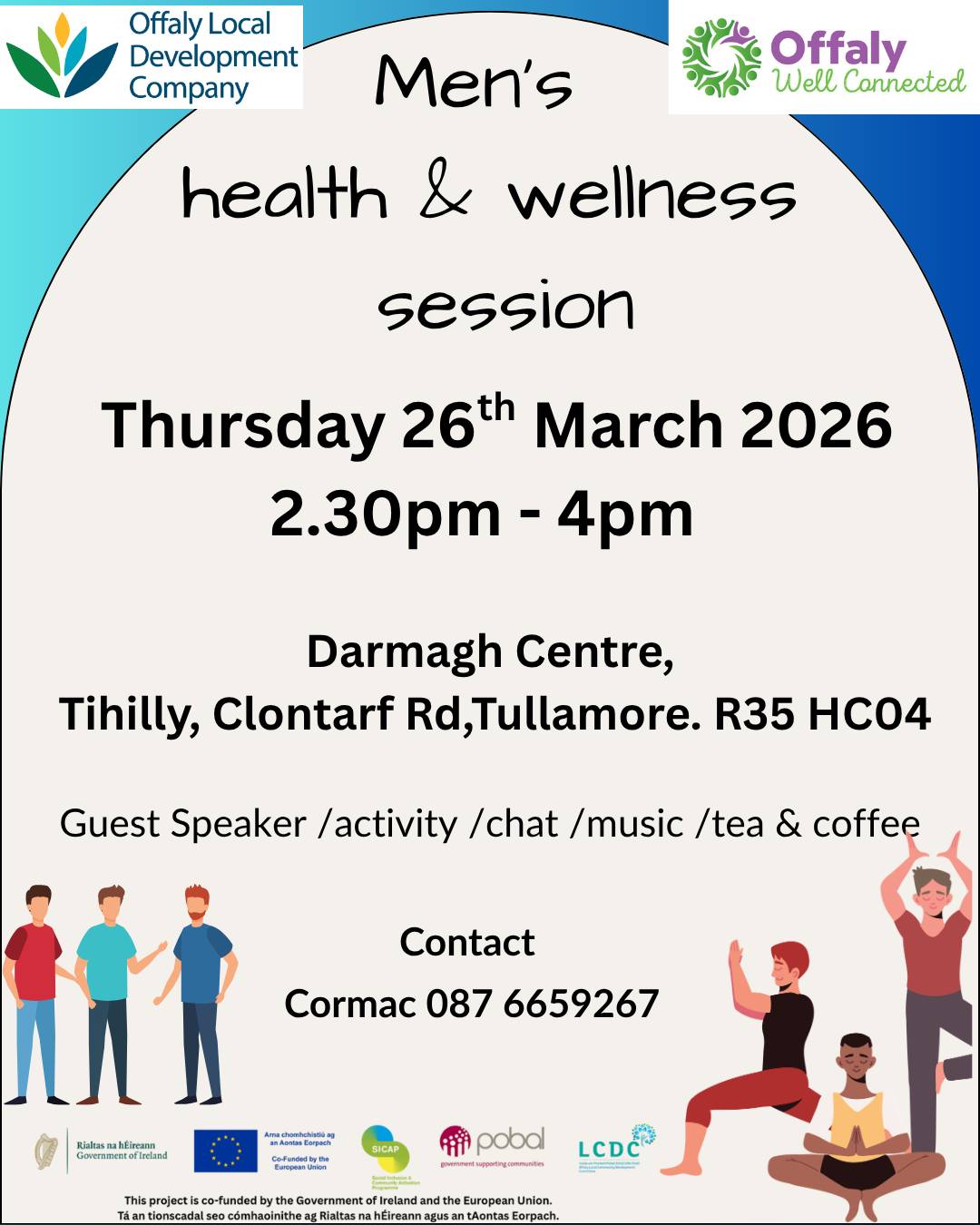 This is a poster of the Men's Health & Wellness Session that is happening in Tullamore
