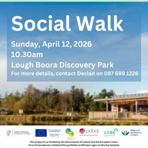This is a poster of the Social Walk that is happening in Lough Boora