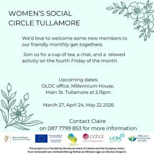 This is a poster of the Women's Social Circle that is happening in Tullamore