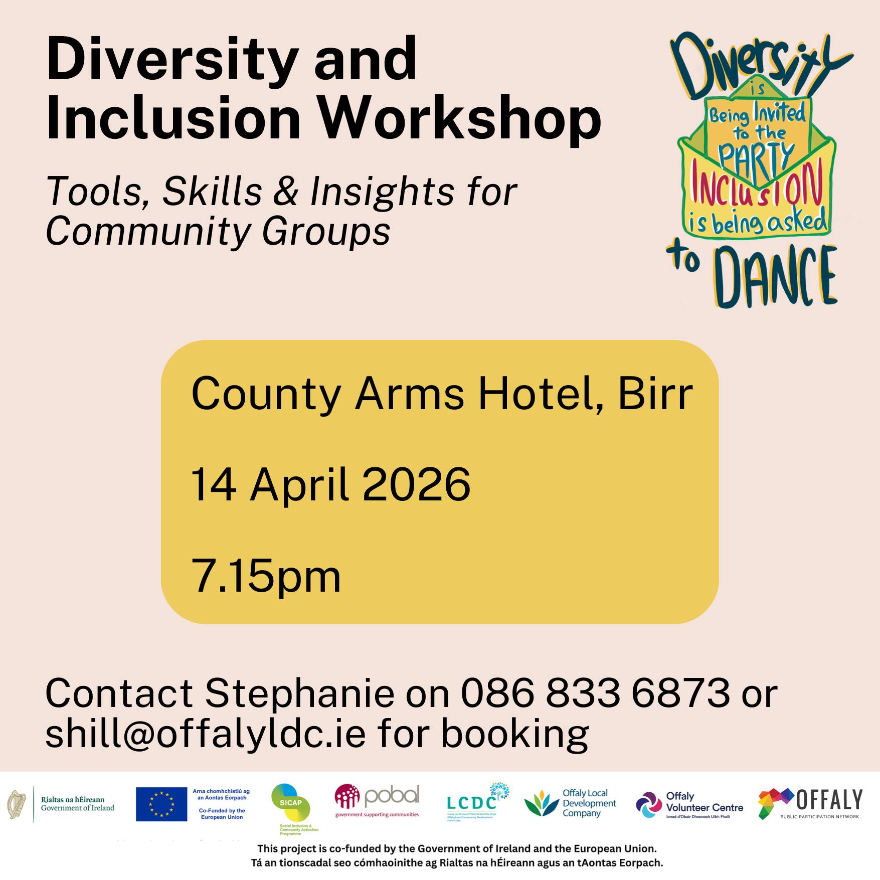 This is a poster of the Diversity & Inclusion Workshop that is happening in Birr