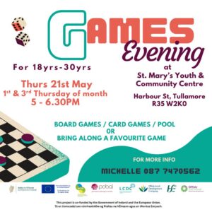 This is a poster of the games Evening that is happening in Tullamore