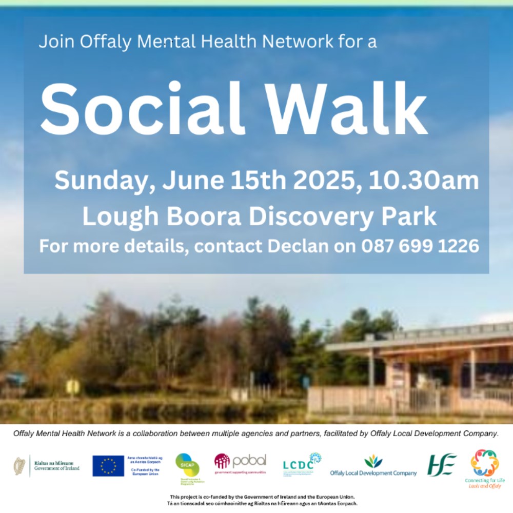 This is a poster of the Social Walk that is happening in Lough Boora