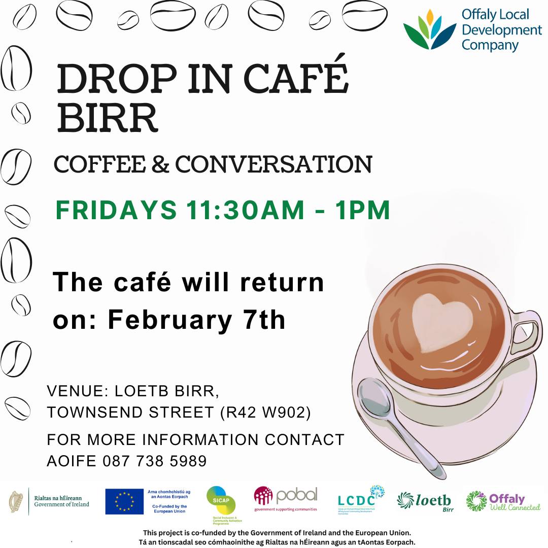 This is a poster representing the Drop-in Café