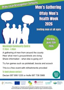 This is a poster representing the Men's Gathering ~ Offaly Men's Health Week