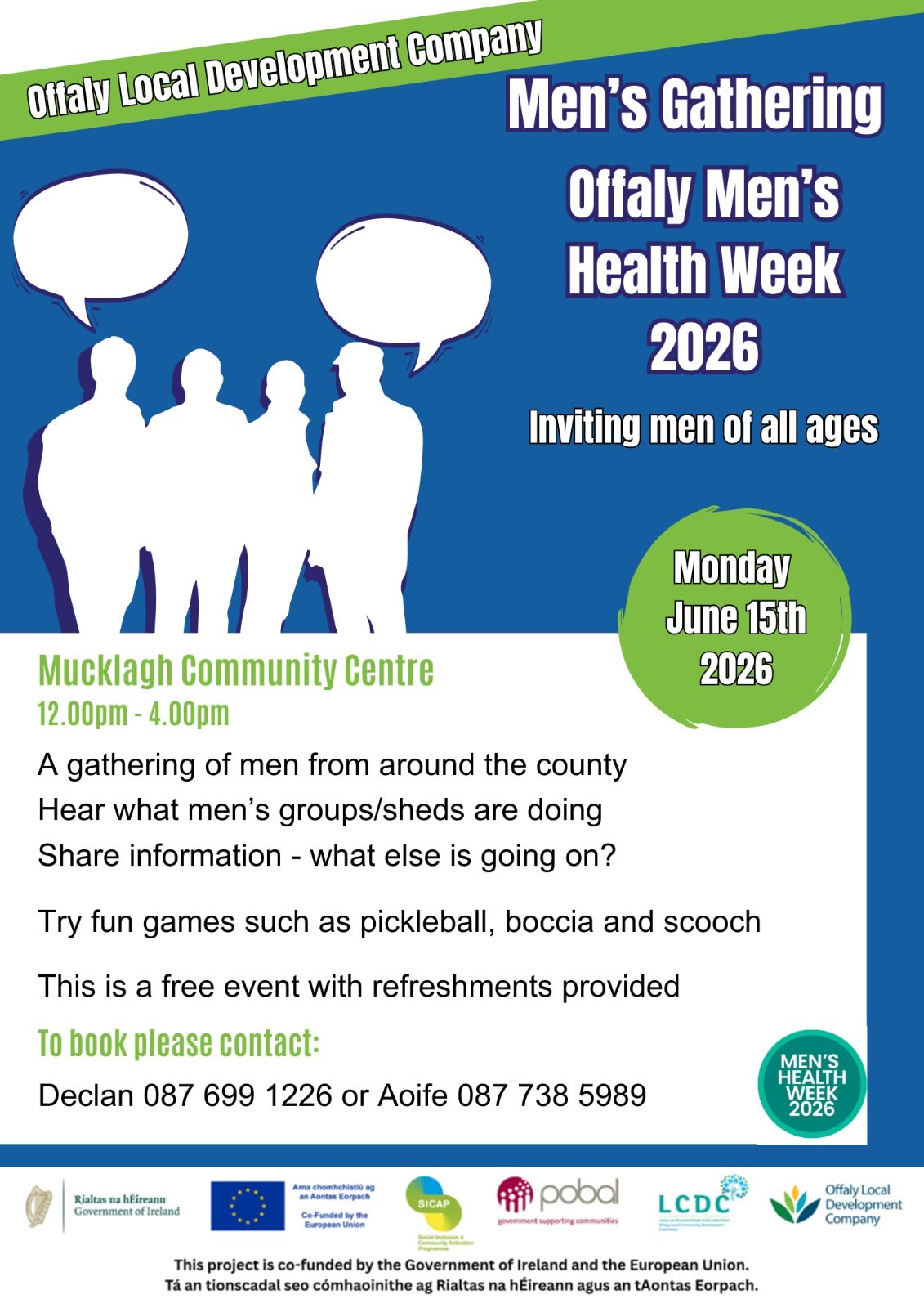This is a poster representing the Men's Gathering ~ Offaly Men's Health Week