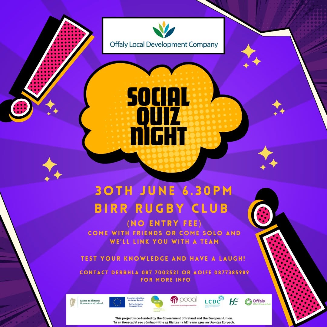 This is a poster of presenting how to advertise the Social Quiz Night in Birr