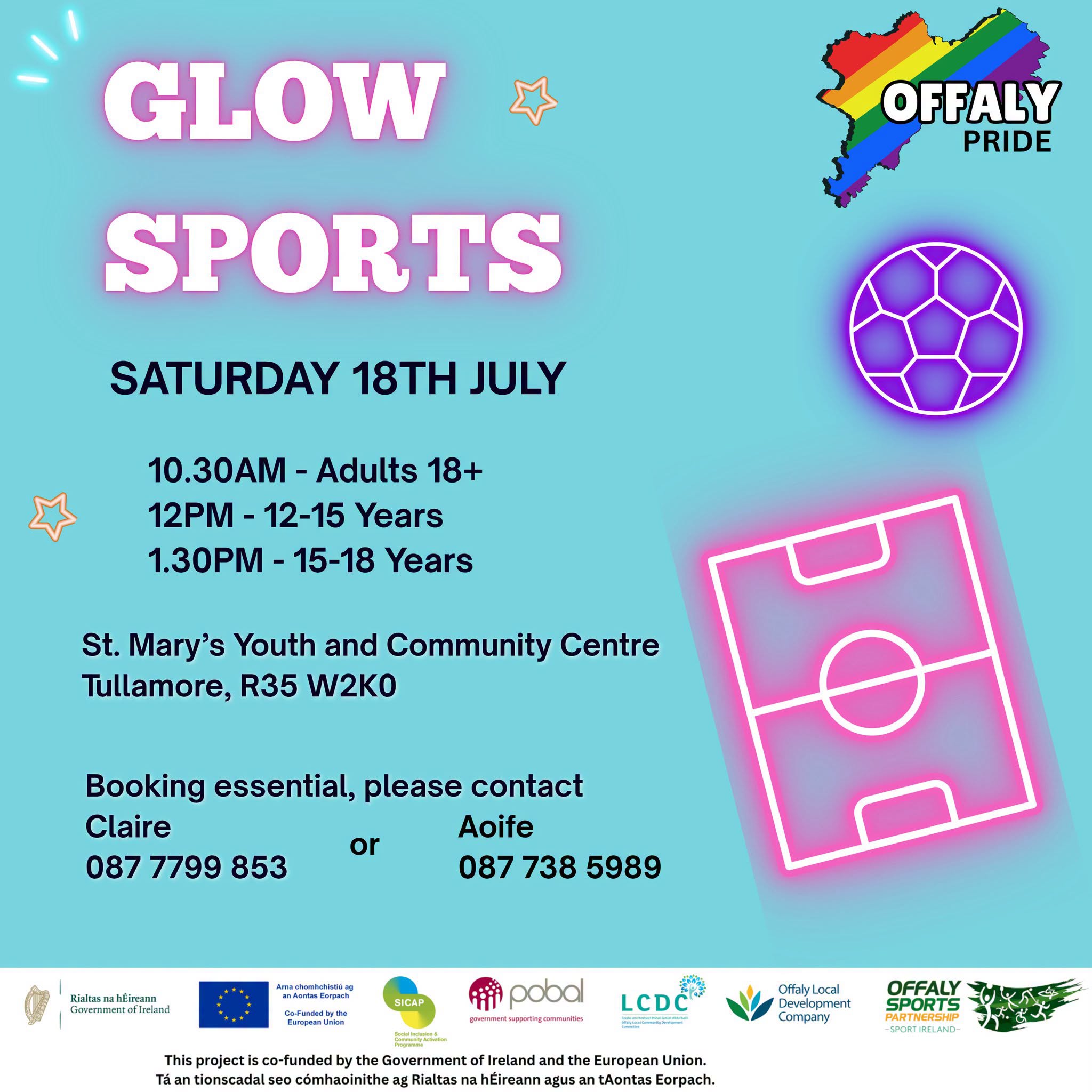 This is a poster of the Glow Sports that's happening in Tullamore