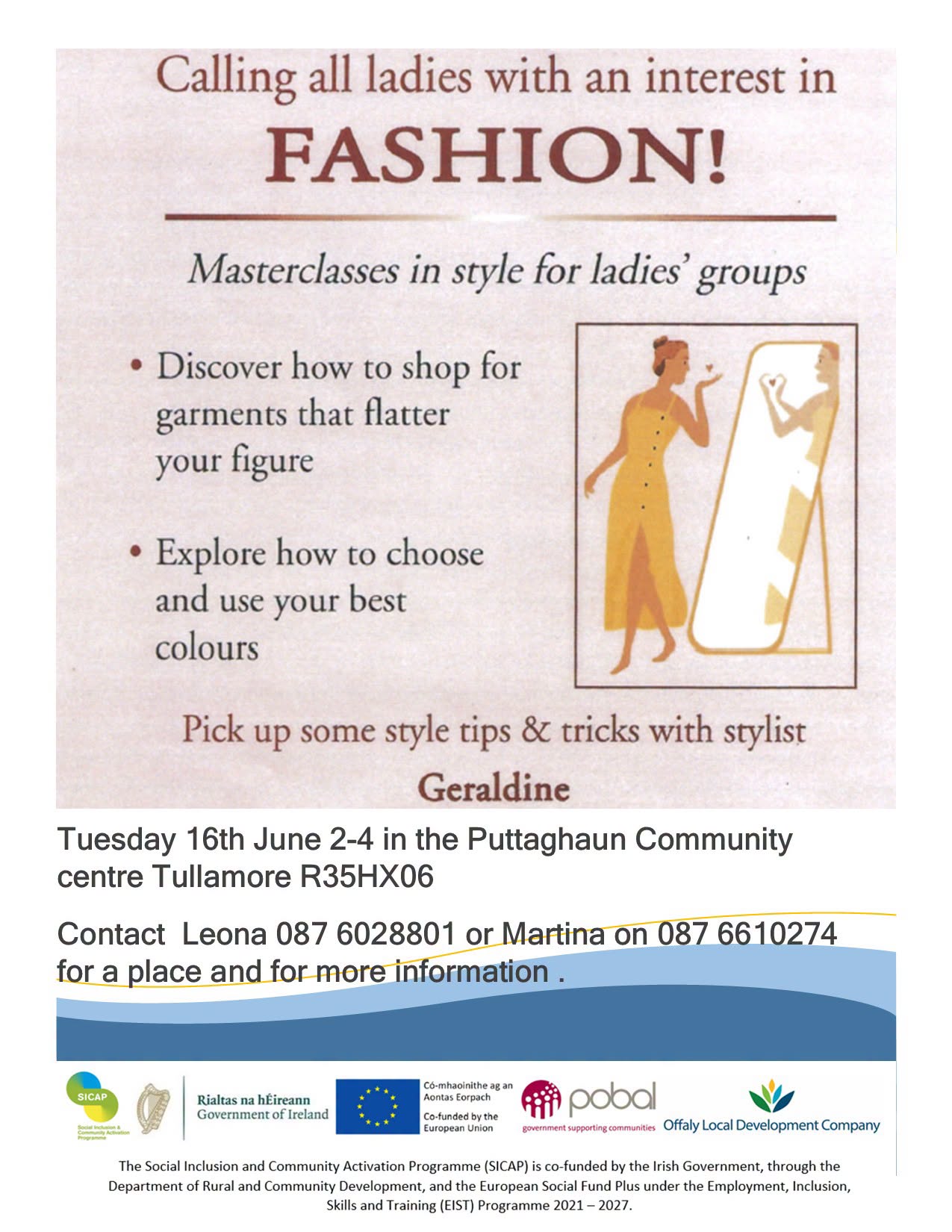This is a poster of the Ladies Masterclass fashion that is happening in Tullamore