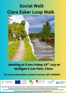 This is a poster of the Social Walk that is happening in Clara Esker Loop Walk