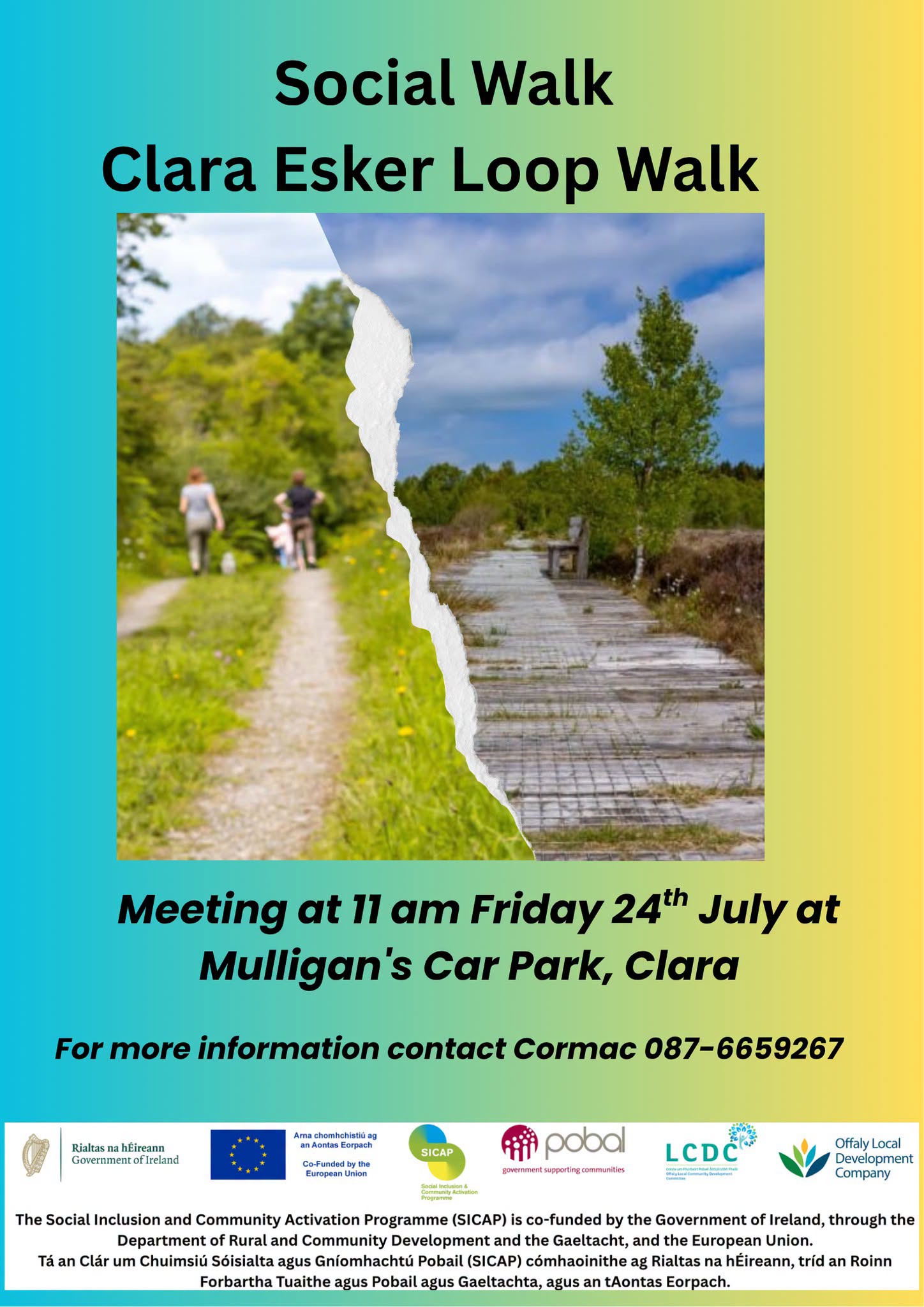 This is a poster of the Social Walk that is happening in Clara Esker Loop Walk
