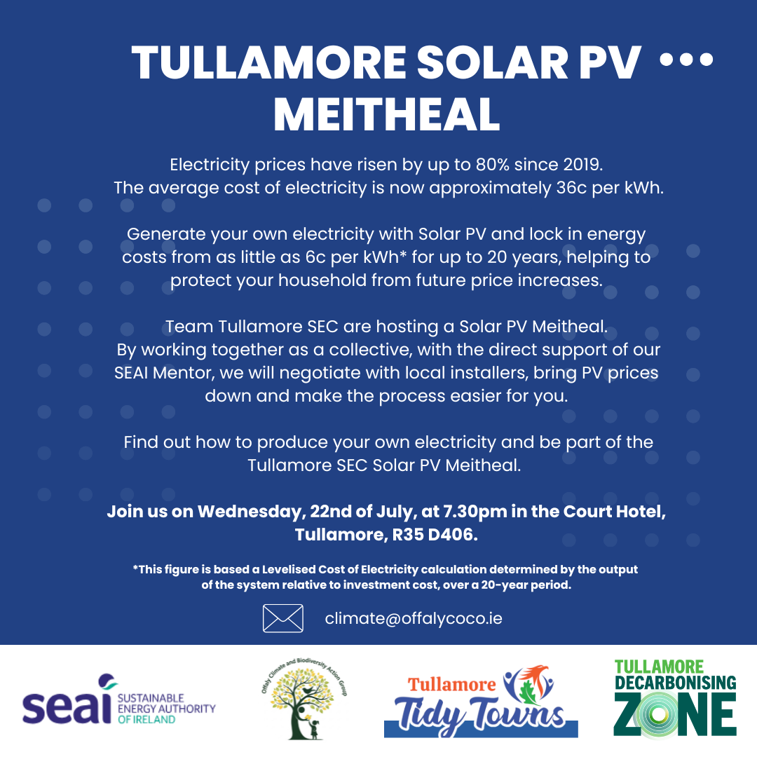 Tullamore Solar PV Meitheal Information Meeting Poster