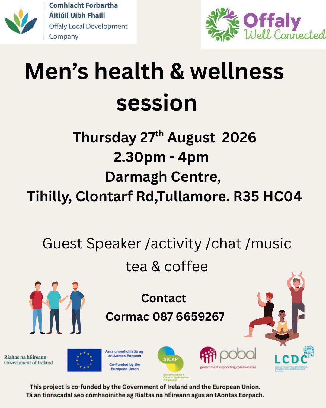 This is a poster of the Men's Health & Wellness Session that is happenng in Tullamore