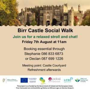 This is a poster of the Social Walk that is happening Birr Castle as part of Birr Vintage Week