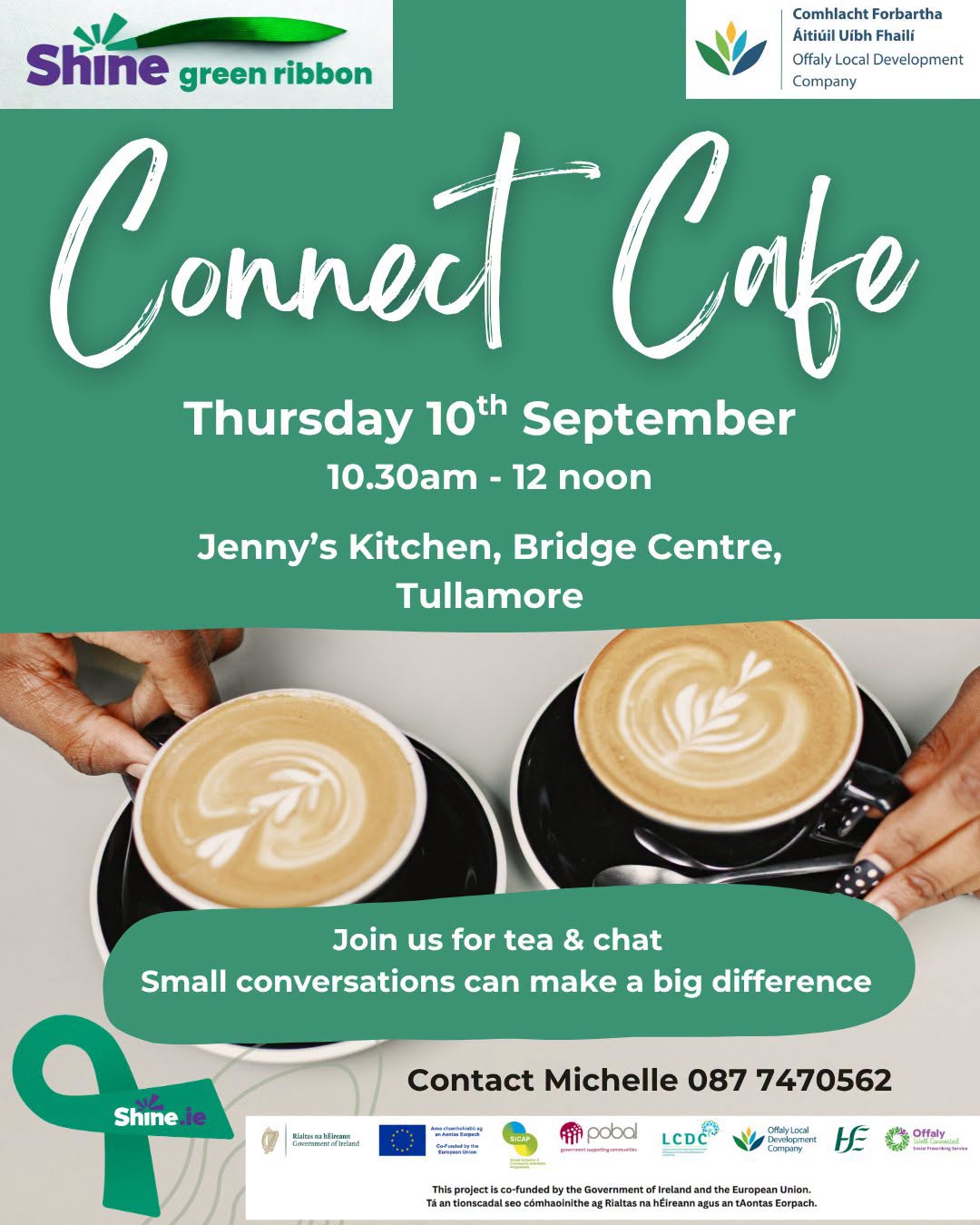 This is a poster of the Connect Cafe that is happening in Tullamore